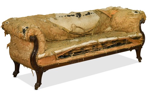 Lot 652 - A late Victorian carved mahogany Chesterfield sofa
