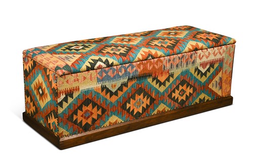 Lot 409 - A kilim upholstered box ottoman, 19th century