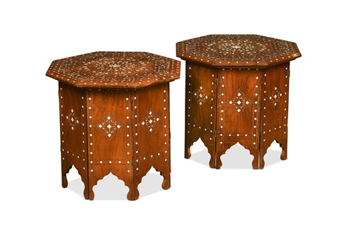 Lot 522 - A pair of Hoshiarpur bone inlaid octagonal tables, late 19th/early 20th century