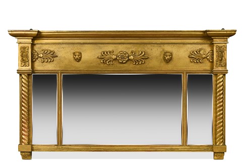 Lot 501 - A gilt triple-plate overmantel mirror, 19th century
