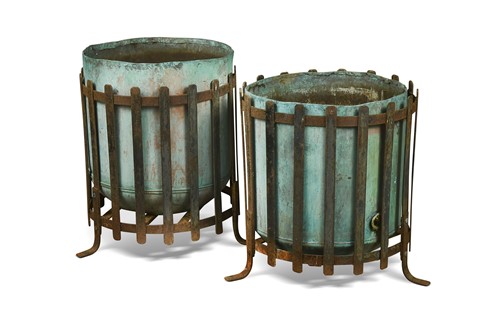 Lot 711 - A pair of unusual copper planters, early 20th century