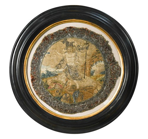 Lot 437 - A needlework embroidery, 17th century