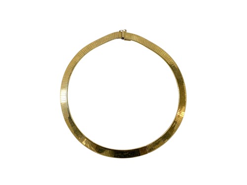 Lot 214 - A collarette style necklace, stamped '14K',...