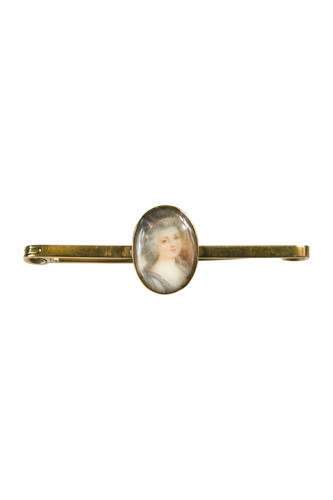 Lot 296 - An 18th century portrait miniature set on a 15ct bar brooch