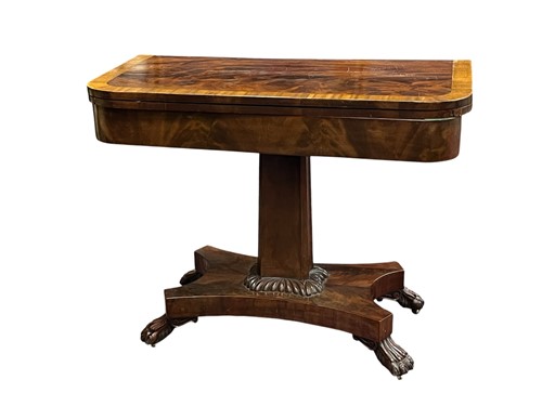 Lot 662 - A Regency mahogany pedestal card table 75 x 94...