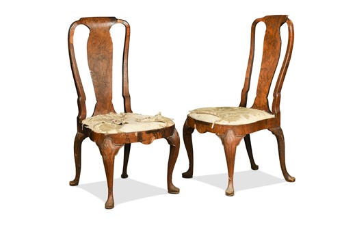Lot 420 - A pair of George I walnut side chairs
