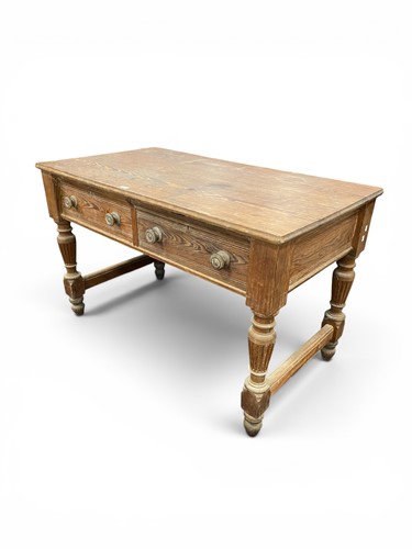 Lot 382 - A Victorian stained pitch pine two drawer...