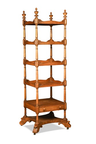 Lot 676 - A Victorian oak five-tier whatnot