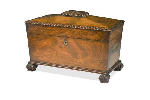 Lot 201 - An early Victorian rosewood sarcophagus tea caddy