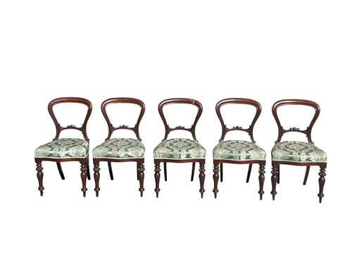 Lot 727 - Five Victorian mahogany dining chairs, with...