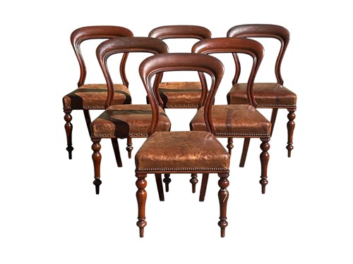 Lot 726 - A set of six Victorian dining chairs with...