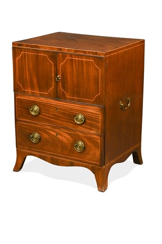 Lot 487 - A George III and later mahogany bedside cupboard
