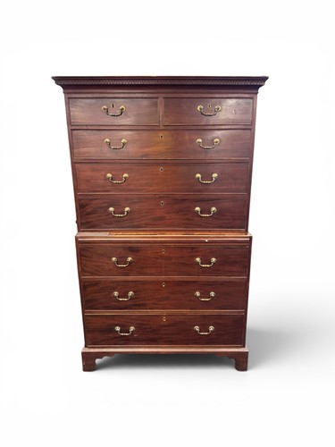 Lot 396 - A George III mahogany Chest on Chest with brushing slide