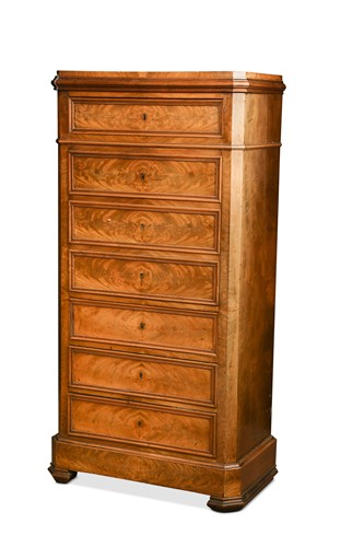 Lot 598 - A French walnut secretaire abattant, 19th century