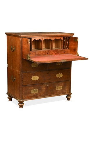 Lot 527 - An Anglo-Chinese huanghuali and camphor campaign chest, 19th century