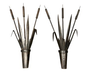 Lot 348 - A pair of cast metal three branch wall lights,...