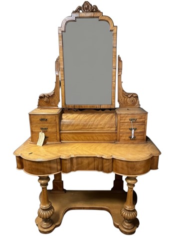 Lot 664 - A Victorian satin birch dressing table, the...