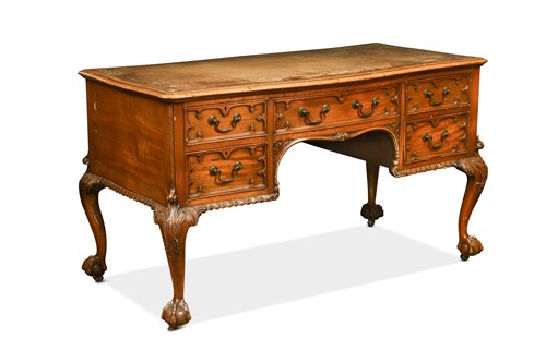 Lot 475 - A Chippendale style mahogany desk, early 20th century