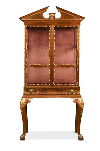 Lot 435 - A George II style mahogany and parcel-gilt display cabinet, 20th century