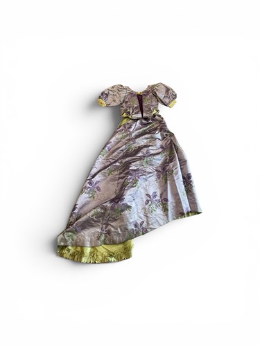 Lot 103 - A Victorian silk brocade dress of woven tulips...