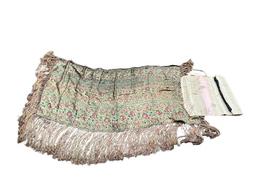 Lot 99 - A printed silk and metal thread Japanese shawl...