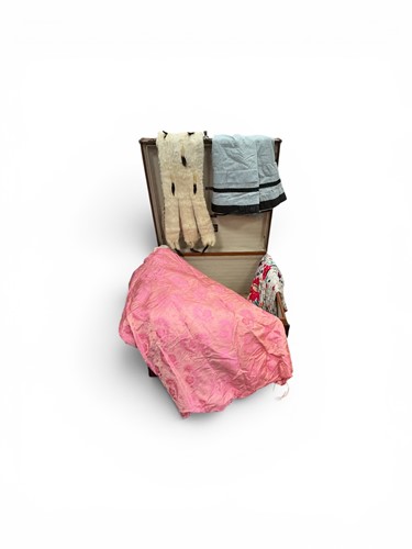 Lot 98 - A collection of textiles in a trunk to include...
