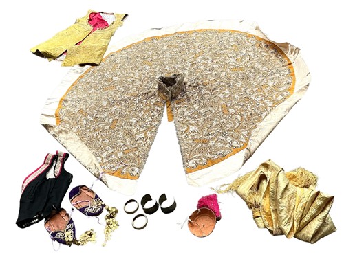 Lot 100 - A silk velvet cape with applied brilliant and...