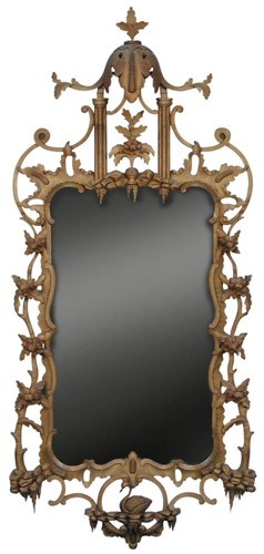 Lot 456 - A George II style carved wood frame wall mirror, 20th century