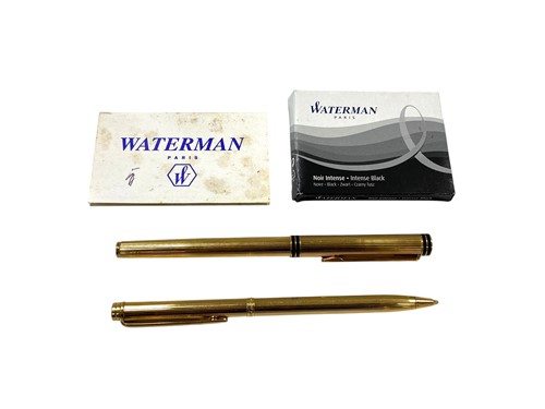 Lot 342 - Two Waterman gold plated pens