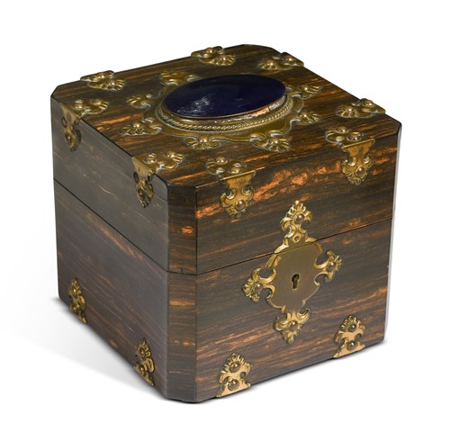 Lot 558 - A brass-bound coromandel box, retailed by W. Leuchars, 38 Piccadilly, London, 19th century