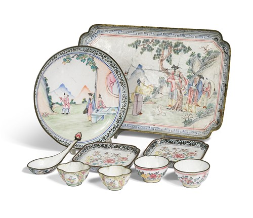 Lot 43 - A group of nine Chinese Canton enamels, Qing Dynasty, early to mid 19th century
