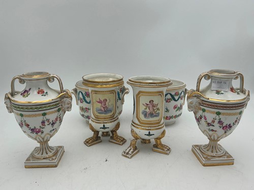 Lot 6 - A pair of porcelain neo-classical style urns...
