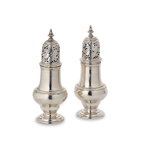 Lot 319 - Jabez Daniel - A pair of George II silver pepper pots