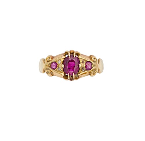 Lot 145 - An early 20th century 18ct gold ruby and diamond ring
