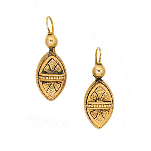 Lot 52 - A pair of Victorian ear pendants