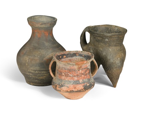 Lot 15 - A small Chinese pottery vase, probably Han Dynasty