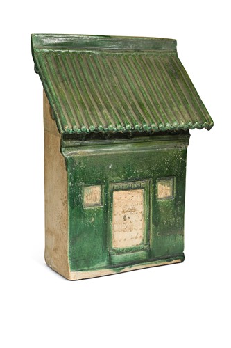 Lot 4 - A Chinese green glazed terracotta pottery model of a mingqi house, Ming Dynasty