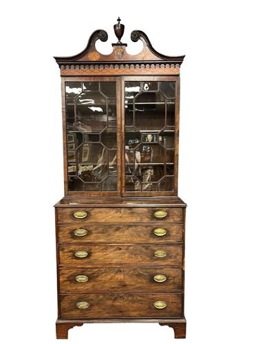 Lot 701 - A George III mahogany secretaire bookcase