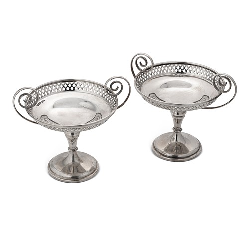 Lot 391 - A pair of two-handled silver bon-bon dishes