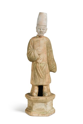 Lot 10 - A Chinese terracotta tomb attendant figure, perhaps Ming Dynasty