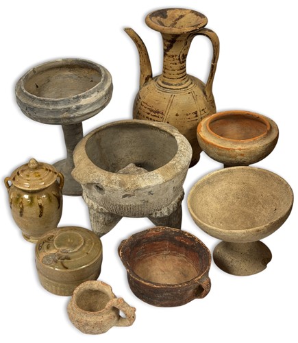 Lot 9 - A Chinese grey pottery tripod Li vessel, perhaps Han Dynasty