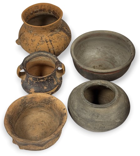 Lot 3 - A group of five Chinese early pots and bowls, probably Neolithic to Han eras