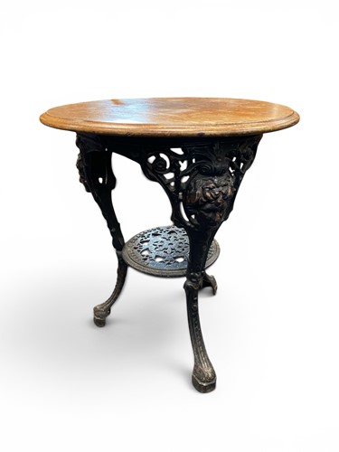 Lot 440 - A Gaskell Chambers Ltd cast iron pub table,...