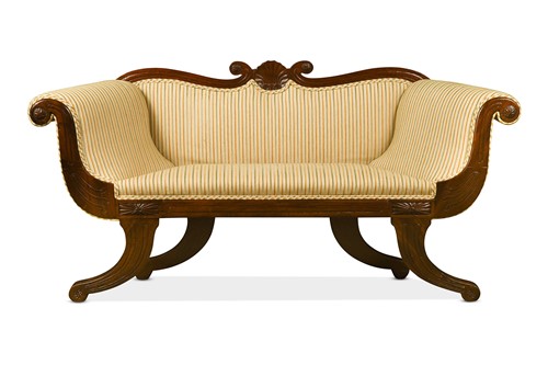 Lot 551 - A small Regency style mahogany window seat, late 19th century