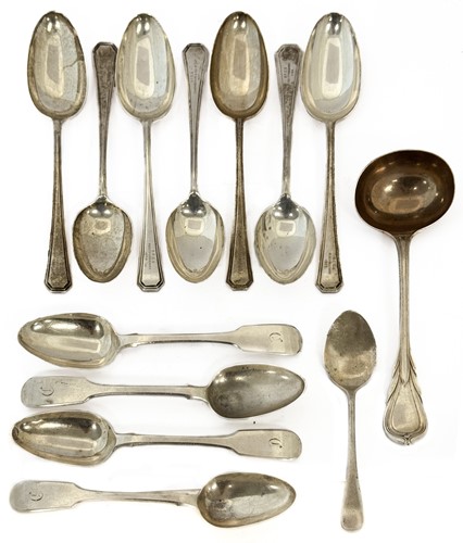 Lot 3 - Eleven dessert spoons; an ice cream spoon; and...