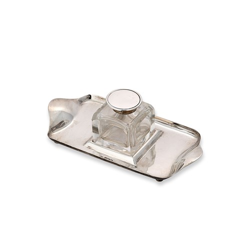Lot 386 - A late Victorian silver inkstand with mounted inkwell