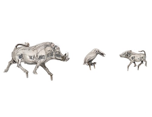 Lot 271 - Patrick Mavos - Three modern silver animal models