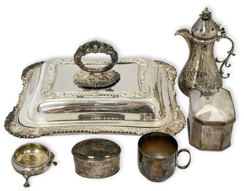 Lot 6 - A silver salt cellar, Hester Bateman; together...
