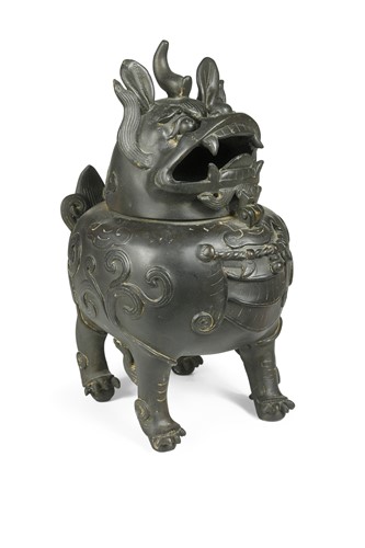 Lot 59 - A Chinese bronze Luduan incense burner, Qing Dynasty