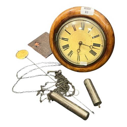 Lot 83 - A small wall clock with painted dial and roman...